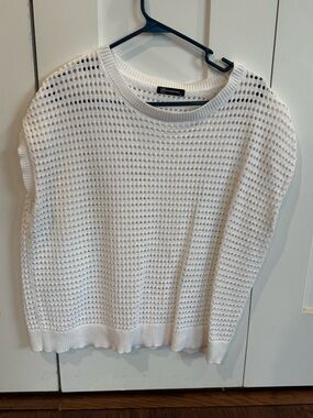 White Open-Knit Sweater Vest